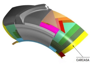 composición del neumático radial: CARCASA